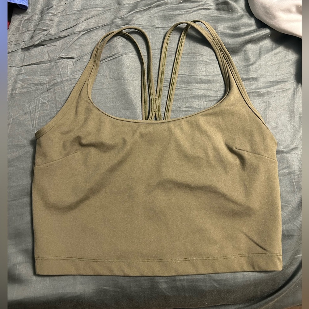Women's Olive Strappy Sports Bra/crop